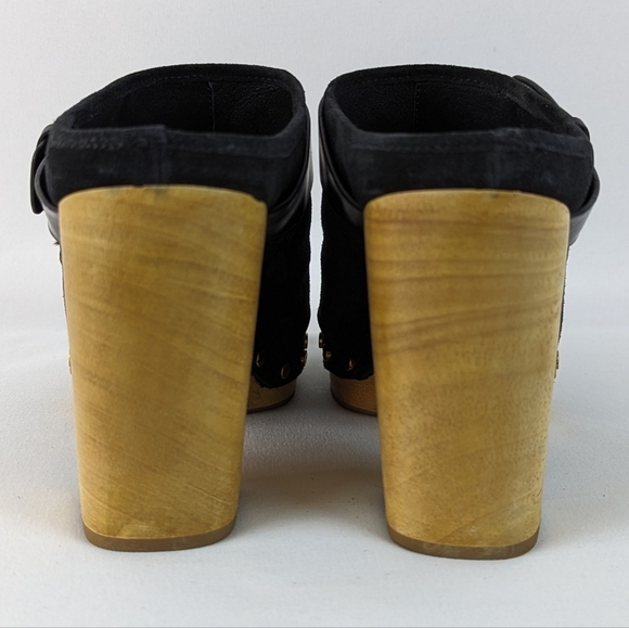 Veronica Beard Dacey Clog Suede Studded Trim Stacked Heel Black 9.5 NWOB - Picture 9 of 14